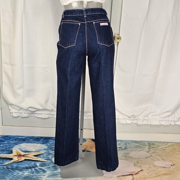 Vintage 70s Gloria Vanderbilt by Murjani Iconic Red White Stitch Dark Wash Jeans - Picture 13 of 16